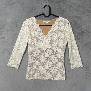 Coquette Ivory Lace Babydoll Top Medium Sheer Fairy Y2K Party Romantic‎ Evening